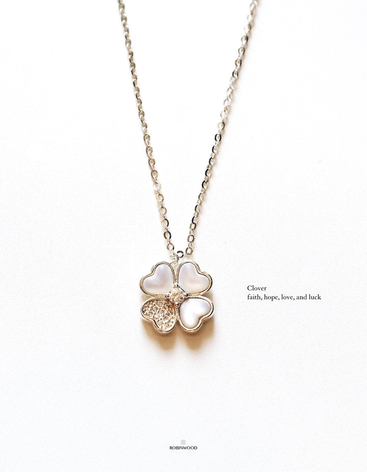 Valentine Limited Set " 92.5 Sterling Silver Snowflake White Clover " Men & Women Set Necklace, Size 14 - 20 Inches Adjsuatble size