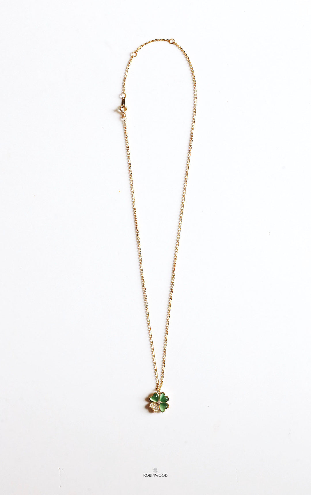 Limited Collection's " Pave Green Agate Clover "14-18 Inches Adjustable Size