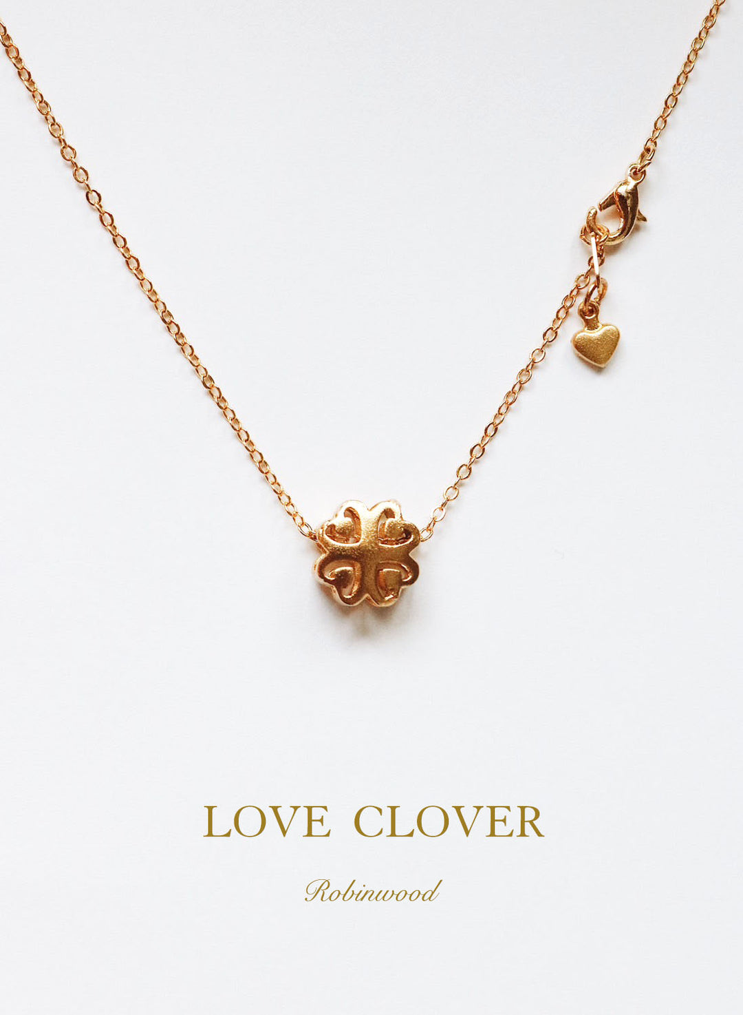 Limited Collection's " LOVE CLOVER " Necklace Design, 14 K Gold, Robinwood