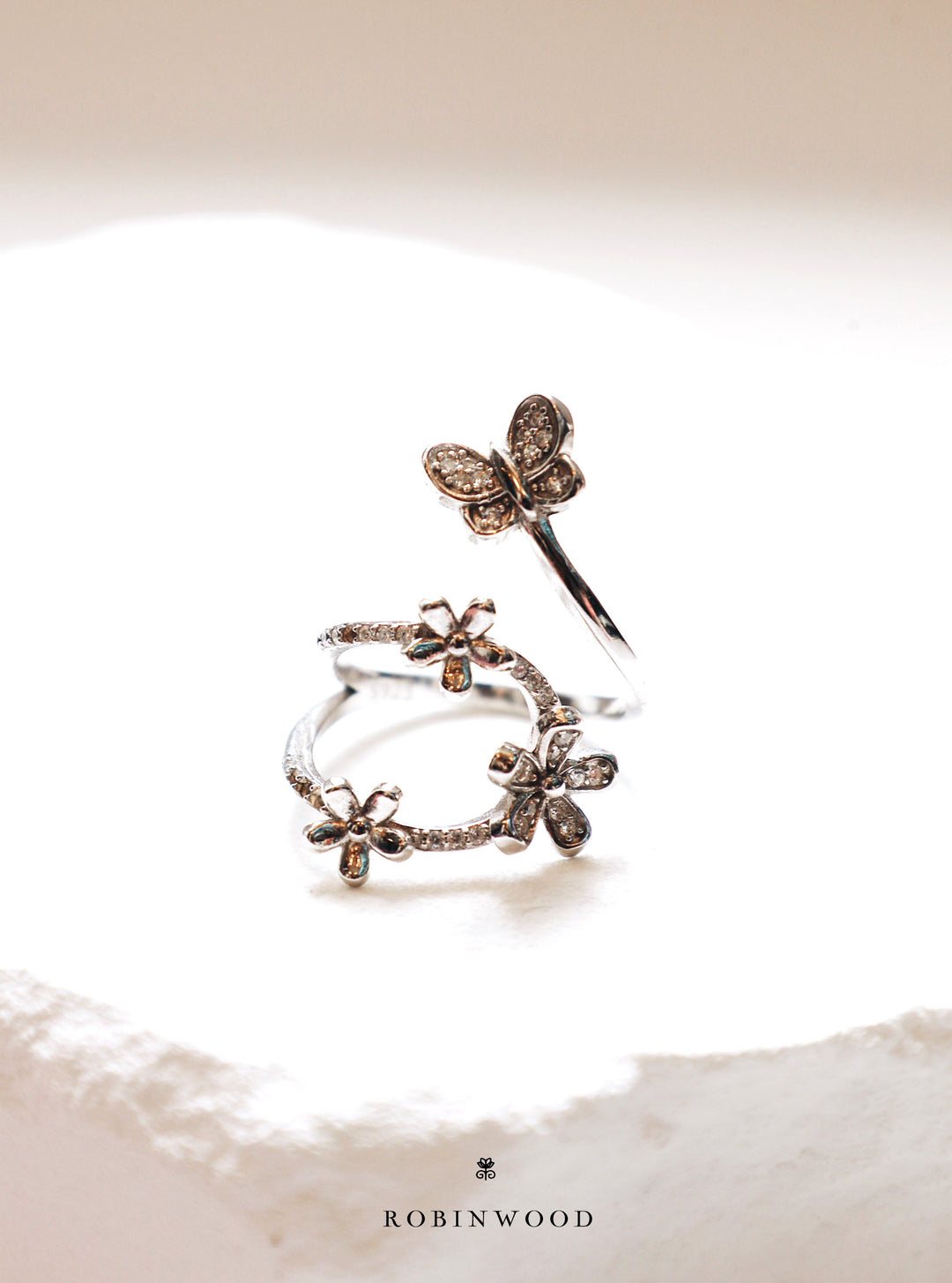 Limited Collection's " Lucky Butterfly & Japan Sakura Ring " Adjustable Size, Robinwood