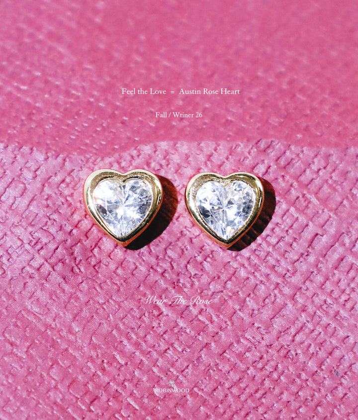 Limited Valentine SS26 : Austin Rose Heart Earrings, Vintage By RBW