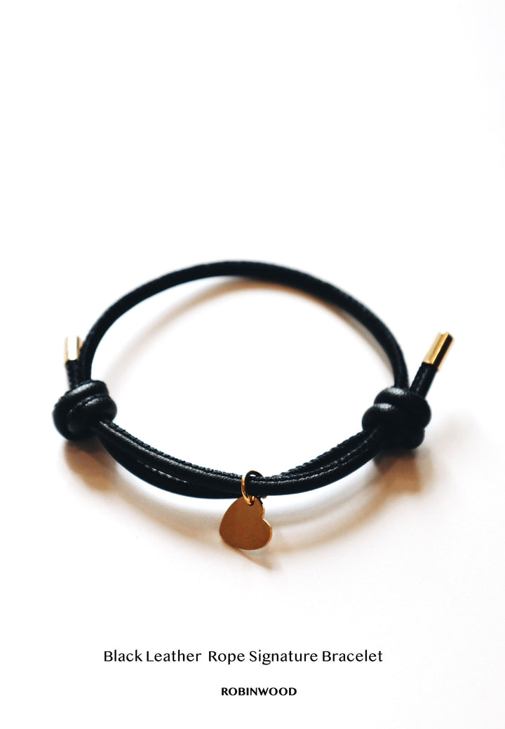 Leather Rope " Black Leather Signature Bracelet, Adjustable size, 2025 Design