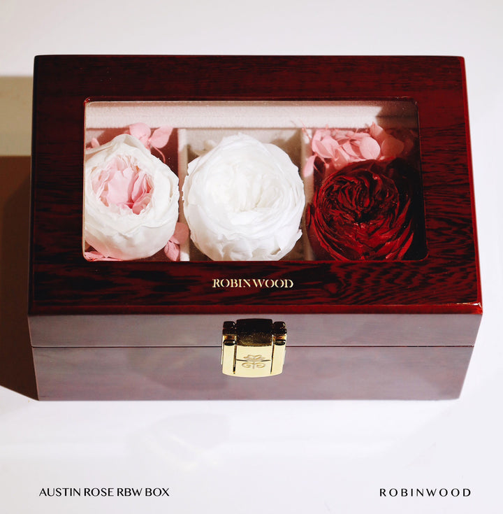 VALENTINE BOX, DAVID AUSTIN ROSE, ROBINWOOD, SPECIAL SERIES ( เฉพาะกล่องดอกไม้ ไม่รวมเครื่องประดับ )