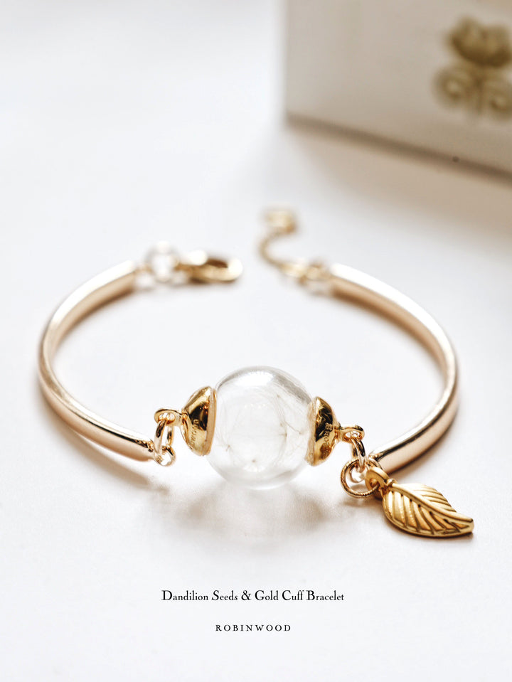 October Collection's "Dandelion Seeds & 14 K Gold Cuff Bracelet, Robinwood