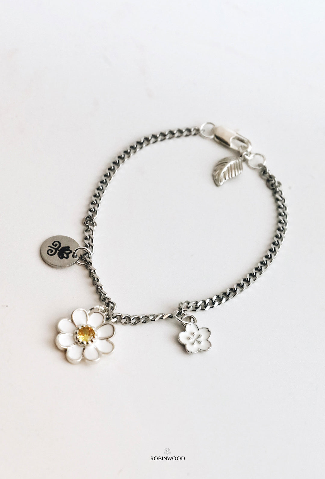 Limited Daisy Collection's : SnowFlake Daisy Signature Hammer Chain Bracelet, Robinwood Masterpieces