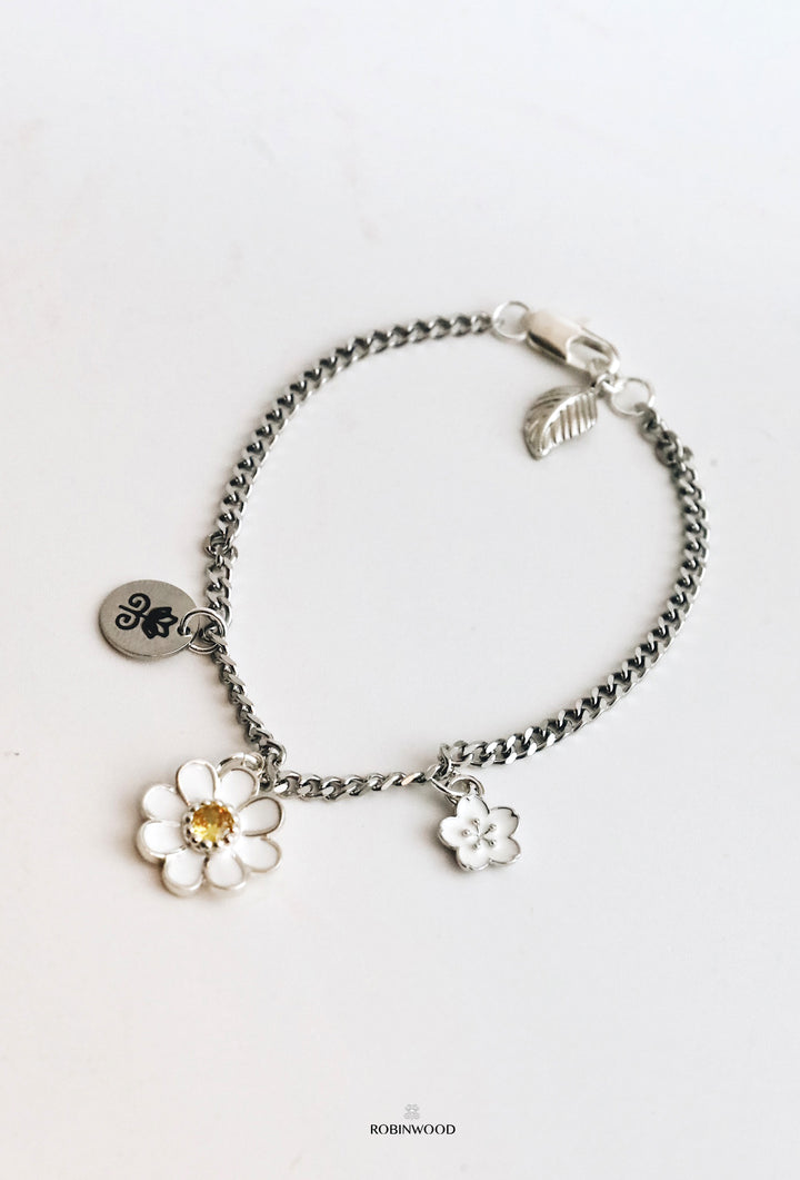 Limited Daisy Collection's : SnowFlake Daisy Signature Hammer Chain Bracelet, Robinwood Masterpieces