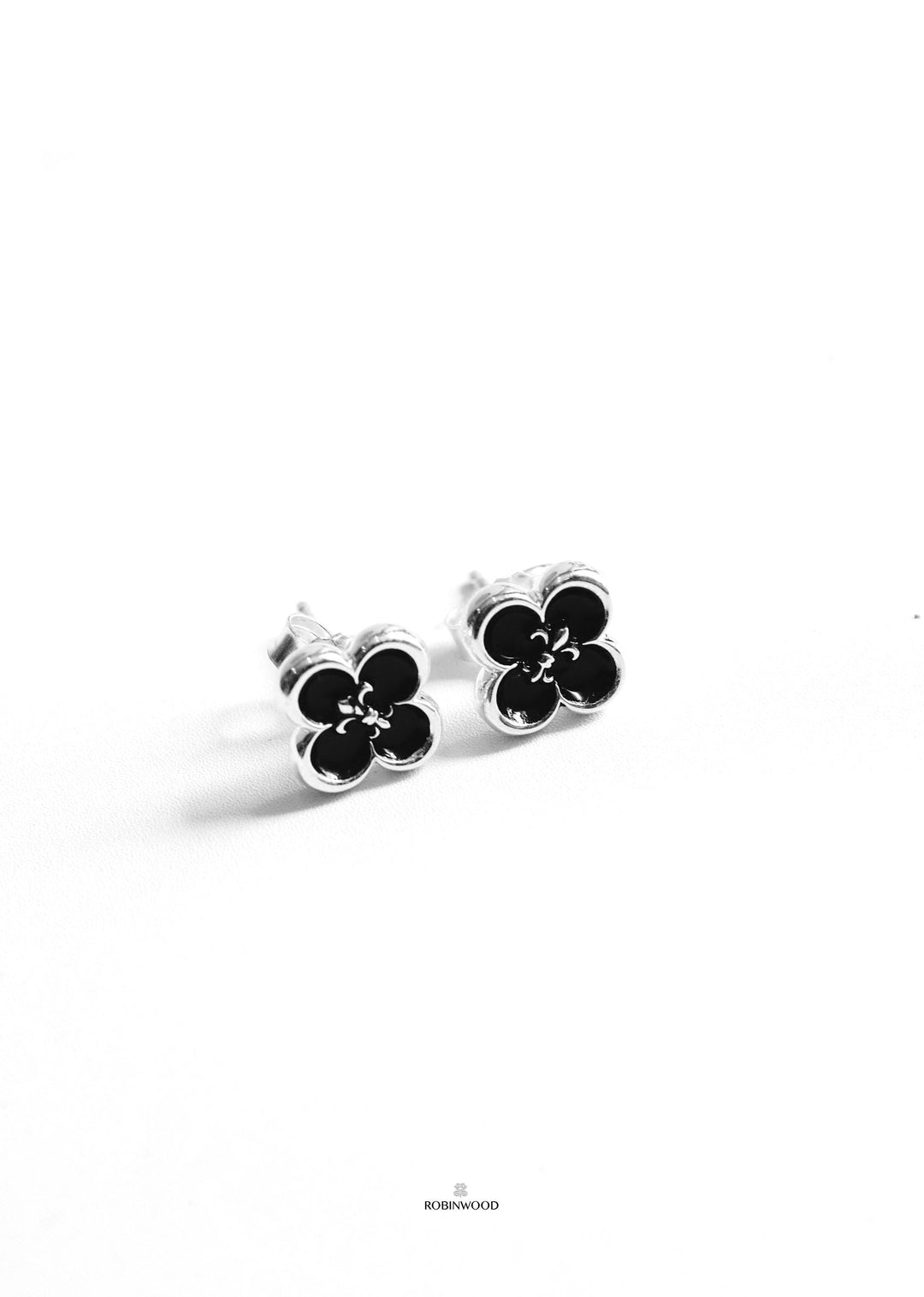Limited Collection's " Fleur-De-Lis Clover Black Signature Earrings, RobinWood