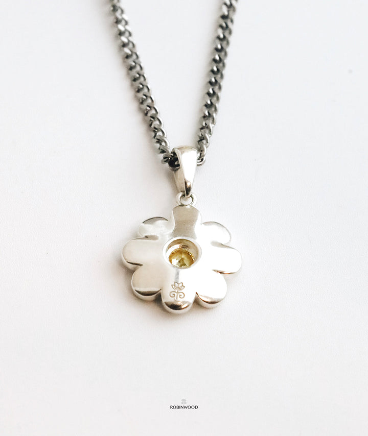 Limited Daisy Collection's : SnowFlake Daisy Signature Hammer Chain Necklace, Robinwood Masterpieces
