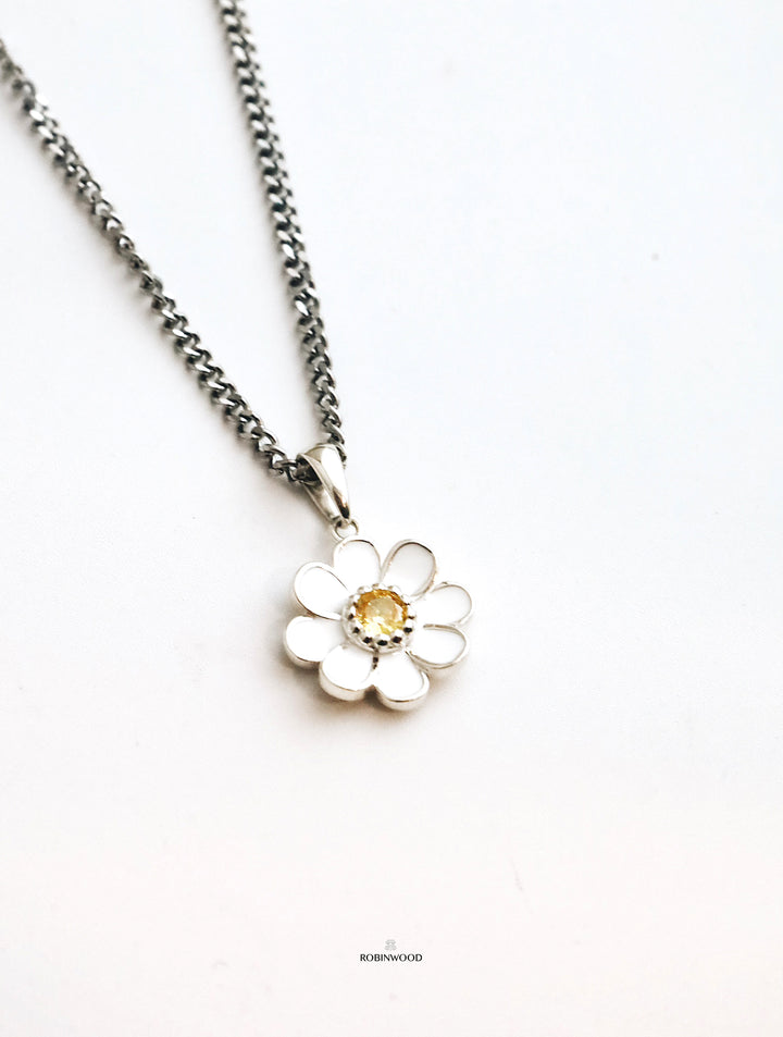 Limited Daisy Collection's : SnowFlake Daisy Signature Hammer Chain Necklace, Robinwood Masterpieces