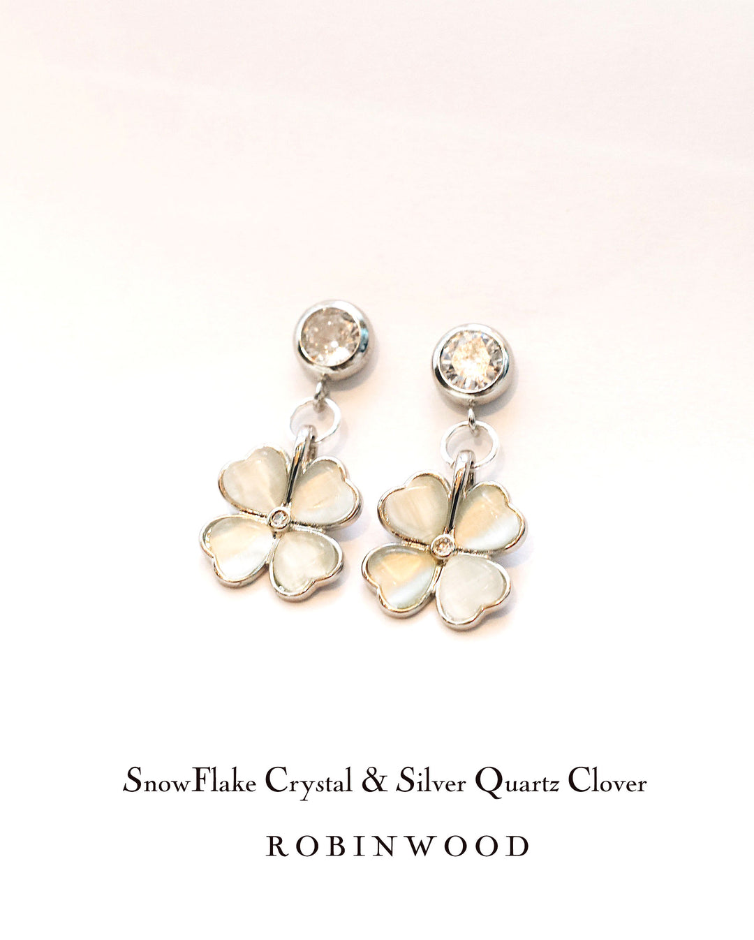 LIMITED COLLECTION " SNOW FLAKE CRYSTAL & GREY QUARTZ CLOVER " SERIES, ROBINWOOD MASTERPIECES