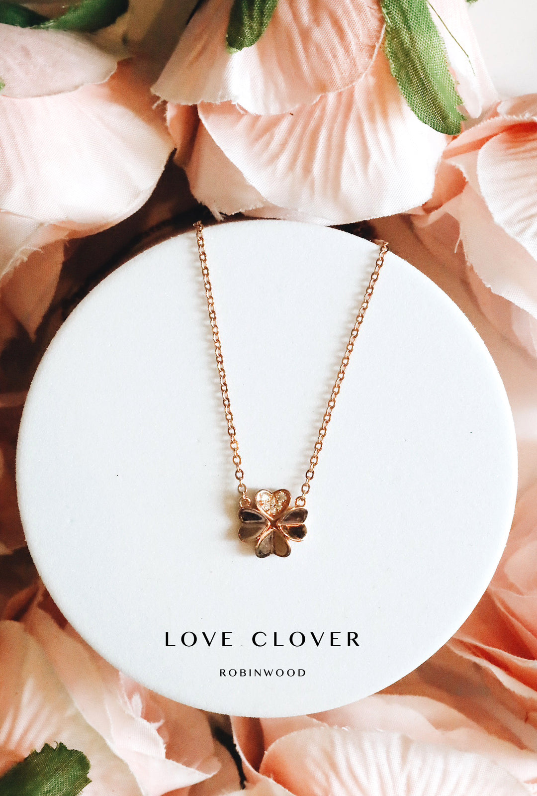 Limited Valentine Collection's " LOVE CLOVER ROSE GOLD " NECKLACE