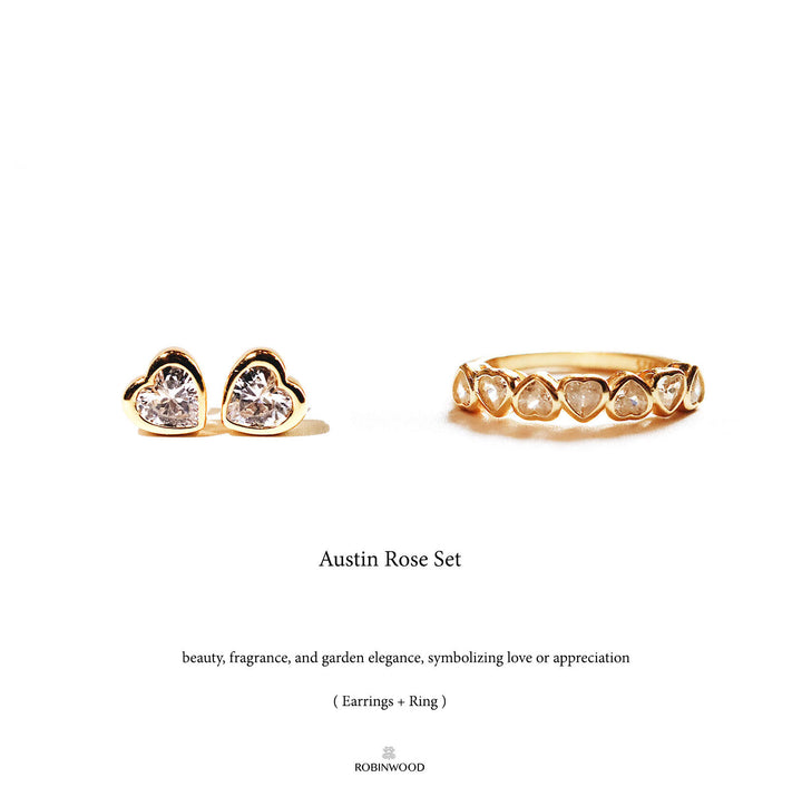 Valentine Limited Set " Austin Rose Set (  Ring + Earrings )