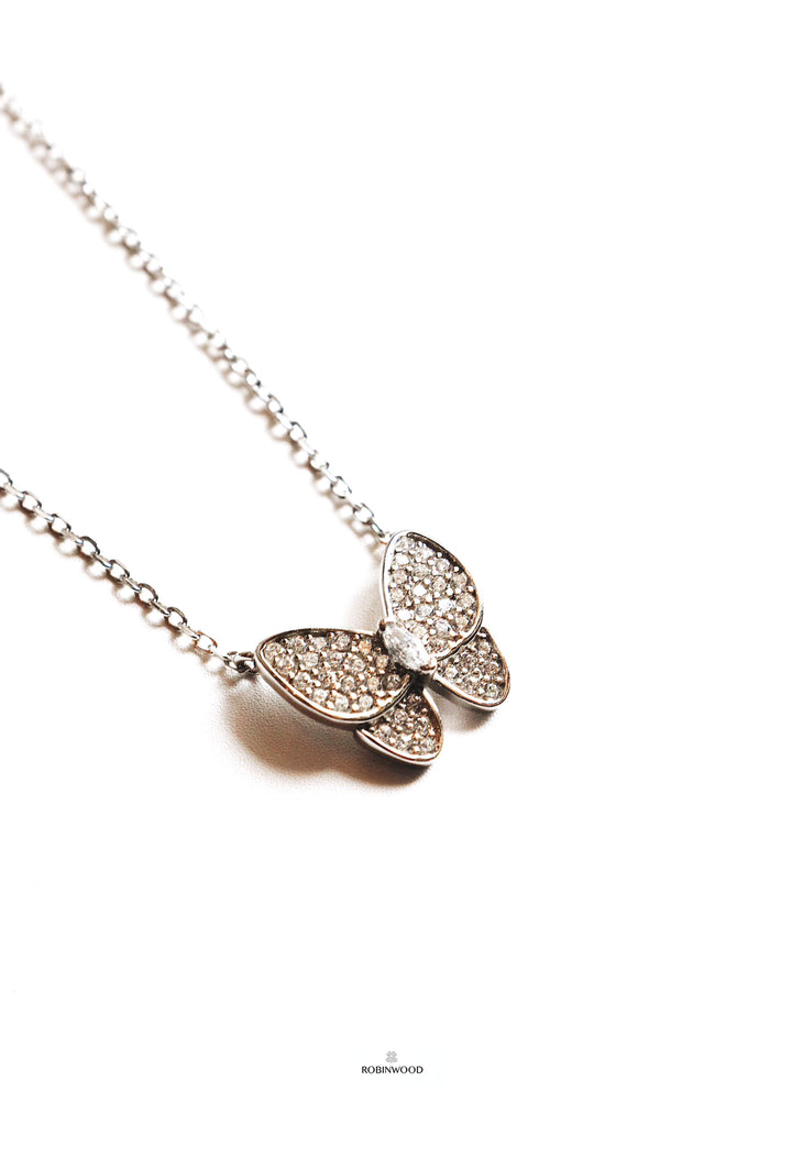 ( Pre-Order 30-35 Days ) Vintage Collection's " Snowflake Butterfly Necklace 16-18 Inches , Maison Flower of RBW