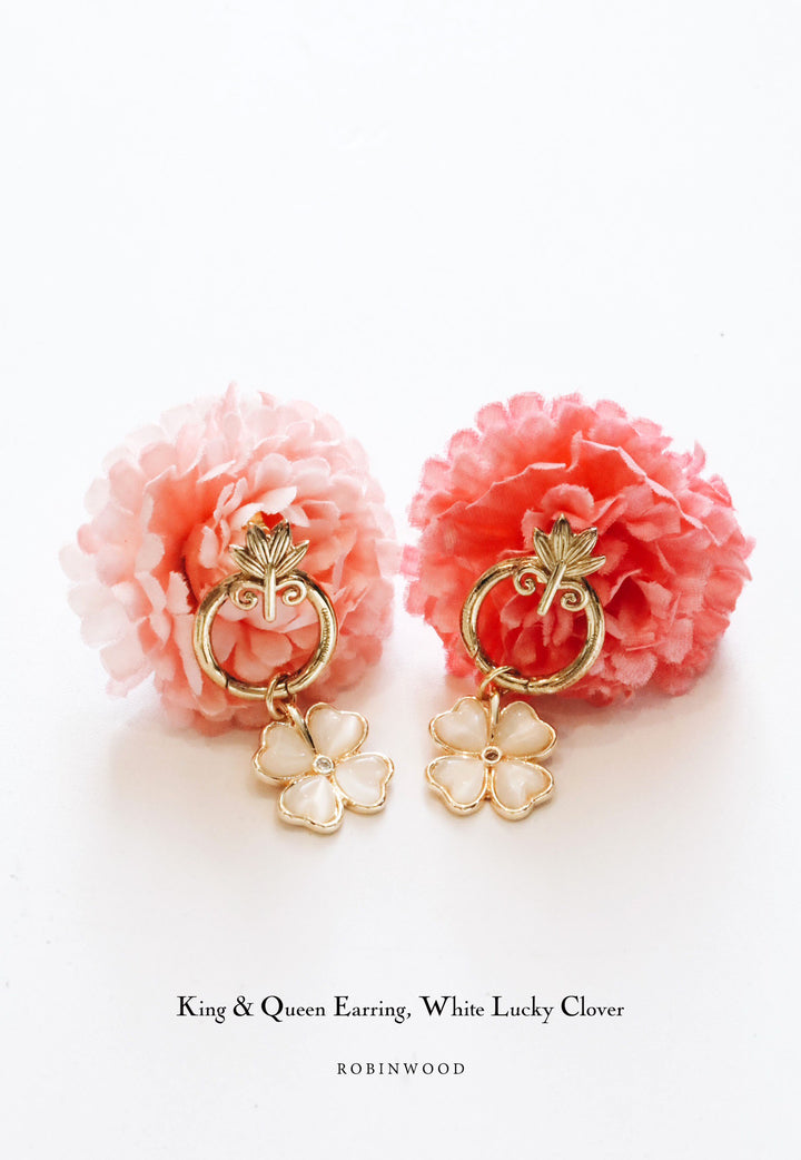 Limited Collection's " King & Queen Earrings & Pink Quartz Clover Design, Signature Design