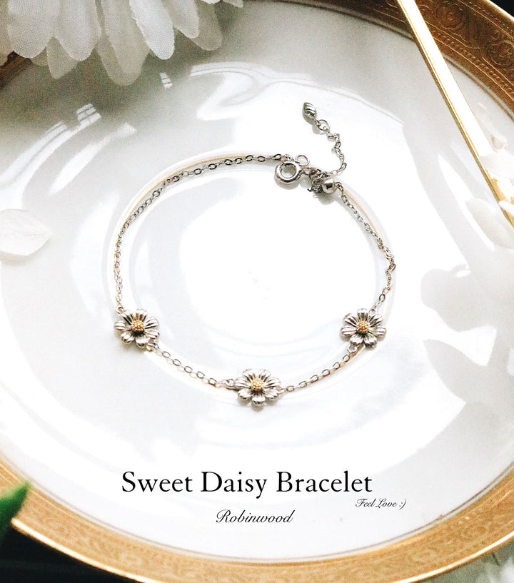 " Limited Collection's " Sweet Daisy Bracelet , Robinwood Series, Adjustable Size 13-19 CM