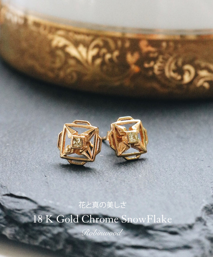 Men Limited Collection's " 18K Gold Chrome SnowFlake Earrings " Robinwood