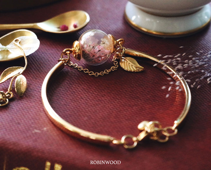Pink Poppy Forest Design & 14K gold cuff adjustable bracelet, Gifts, Robinwood, Elegant crafts