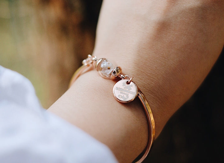 92.5 K Rosegold Cuff Design & Tiny White Bloom Blending with Robinwood Tag, Gift for Her, Everyday wearing, yut sila