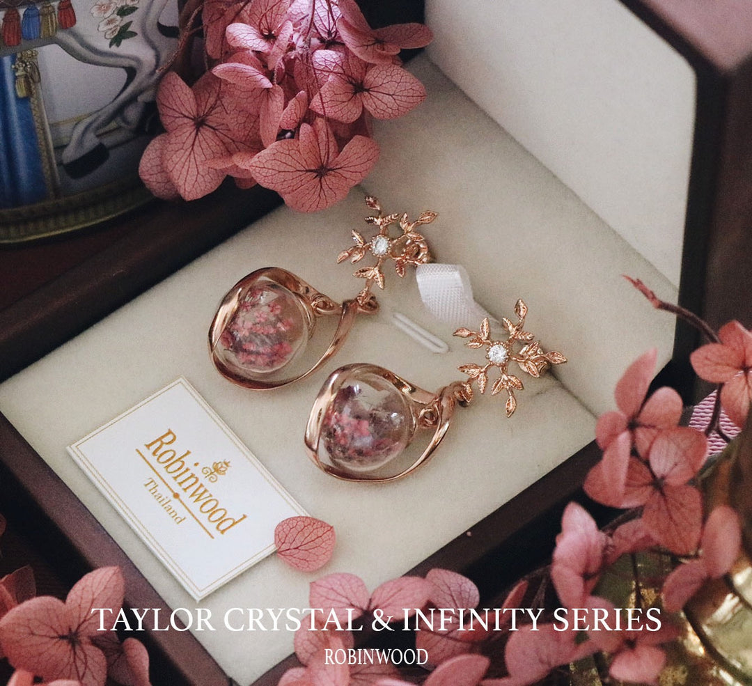 " Special Collection "  INFINITY SERIES X TAYLOR CRYSTAL EARRING SERIES, ROSEGOLD, ROBINWOOD