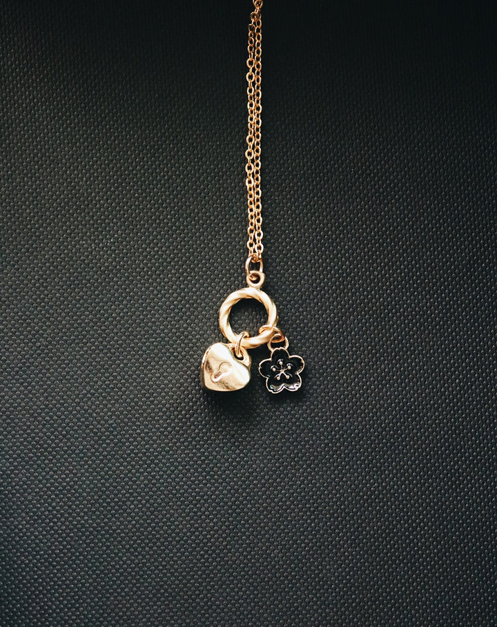 " March Collection's,14 K Gold BLACK Cherry Blossom & Love Heart Gold, ROBINWOOD