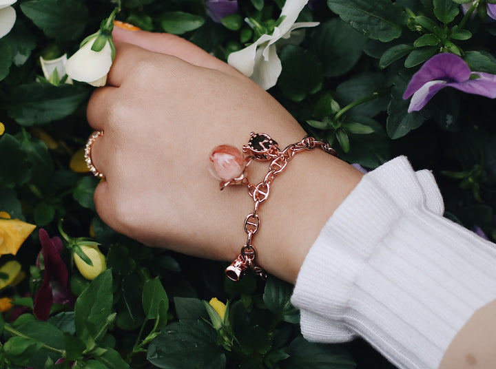 ( Limited Collection's ) Infinity Floral Rosegold Chain Design, Flower Totem & Love Key, TIme Totem Design, Adjustable bracelet, Robinwood,