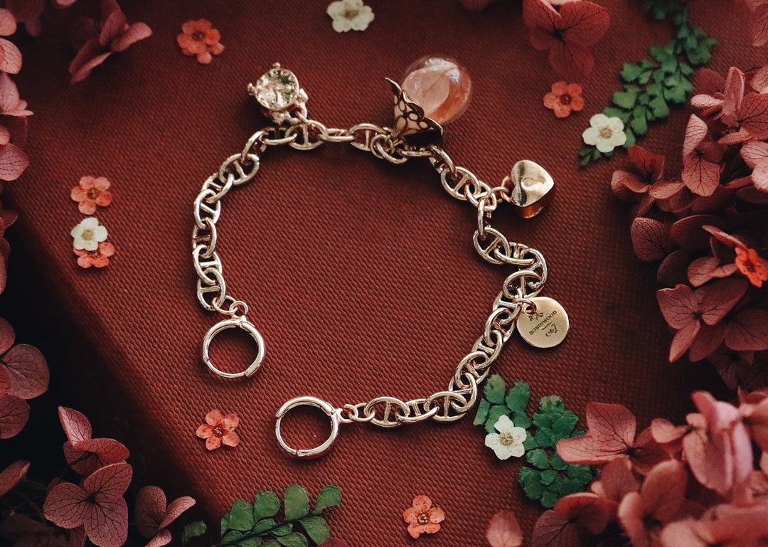 ( Limited Collection's ) Infinity Floral Rosegold Chain Design, Flower Totem & Love Key, TIme Totem Design, Adjustable bracelet, Robinwood,