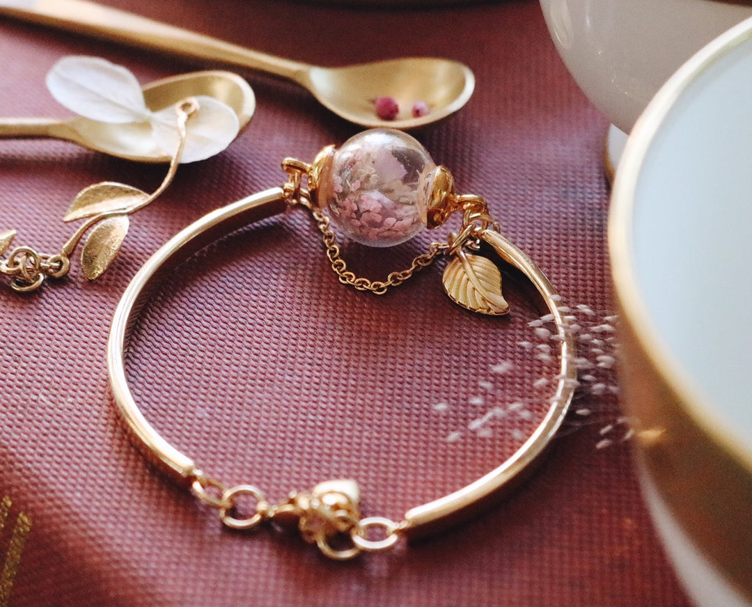 Pink Poppy Forest Design & 14K gold cuff adjustable bracelet, Gifts, Robinwood, Elegant crafts