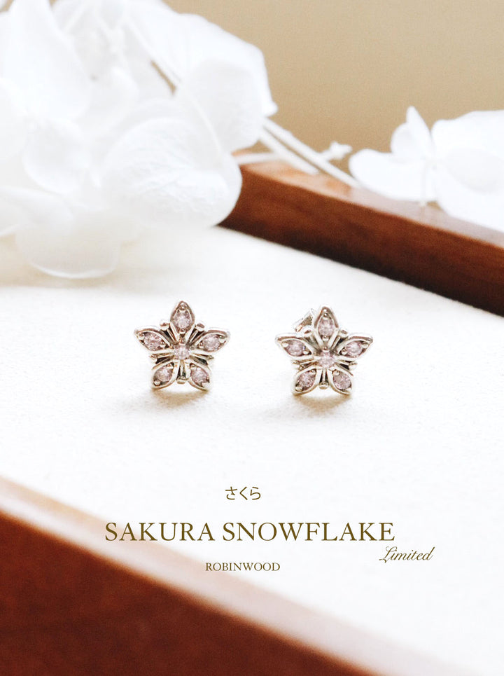 Limited Collection's " Sakura Snowflake ", Sterling Silver Earrings Design, Robinwood
