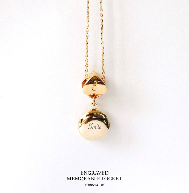 " Engraved Memorable Locket  " 2020 Collection, 18K Gold Solider Chain, Robinwood