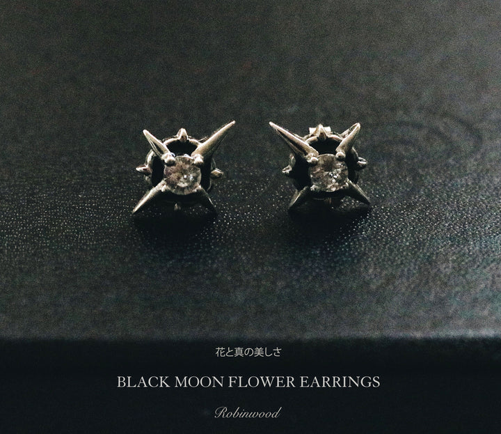 " Men Limited Series " Black Moon Flower, Stud Earring Series, Robinwood Men