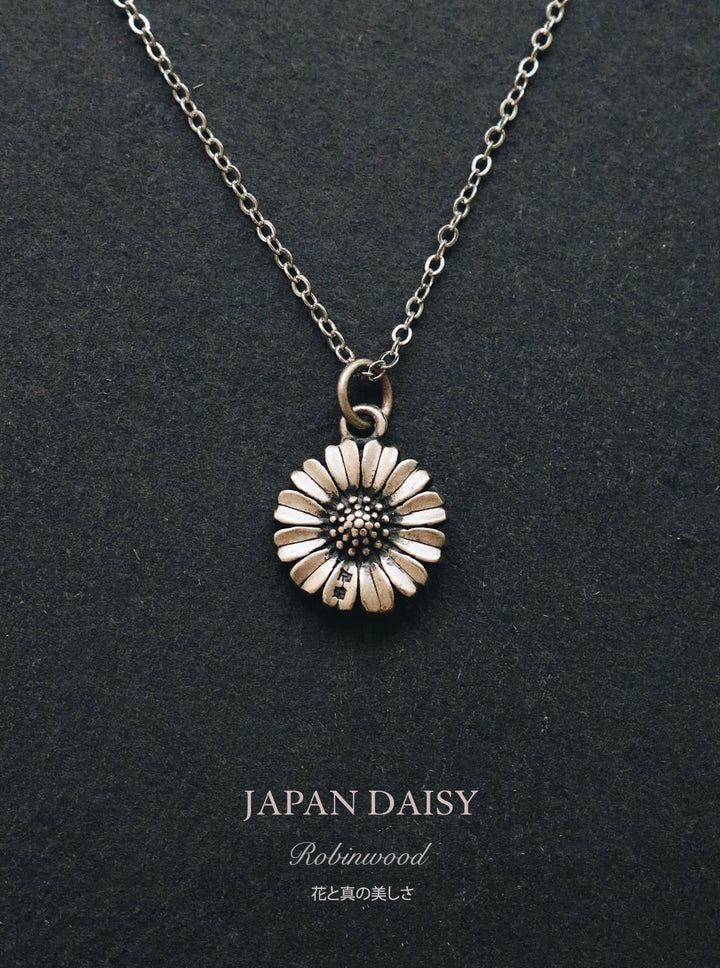 " Limited Couple Collection's " Japan Daisy Chrome Flower Necklace , Robinwood Men Series
