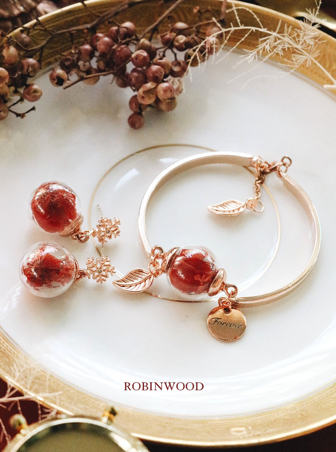 English Rose Collection's " Snow Flake & Eternal Love Set ", Christmas & Valentine Limited Series, Robinwood