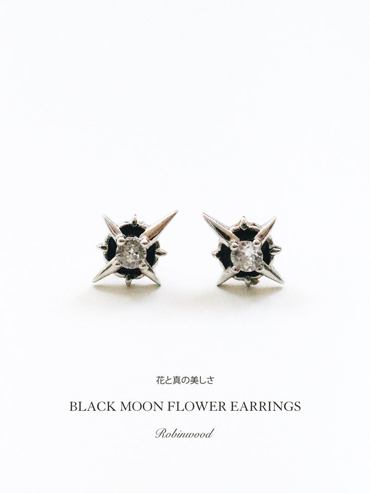 " Men Limited Series " Black Moon Flower, Stud Earring Series, Robinwood Men
