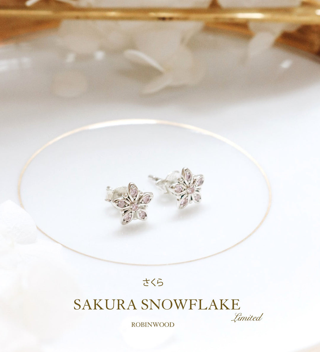 Limited Collection's " Sakura Snowflake ", Sterling Silver Earrings Design, Robinwood