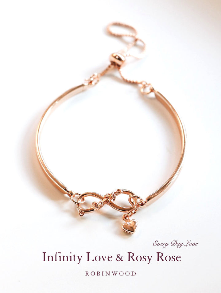 Valentine Limited Collection's " Infinity Love & Rosy Rose " Adjustable Cuff Bracelet, Robinwood Masterpieces