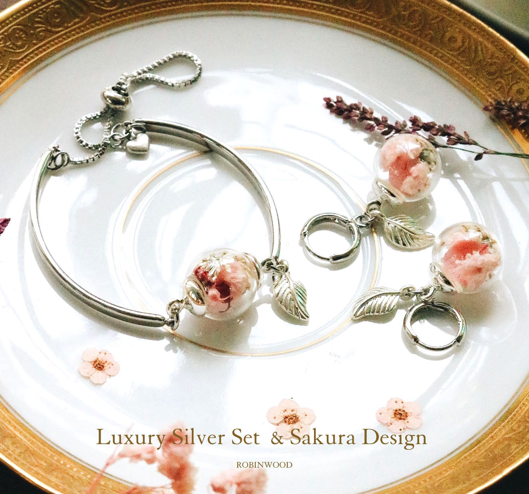 " March Collection's " Sakura Flower & Snake Cuff Stlerling Silver Bracelet, Adjustable Size, Robinwood